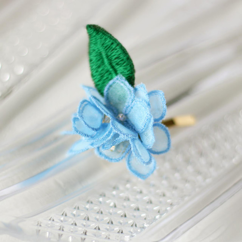 オーガンジー立体刺繍あじさいポニーフック ポニーフック