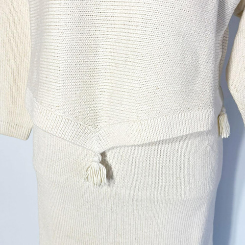 シルクデニム ニット フリンジトップス ホワイト 321 SILK DENIM MINI