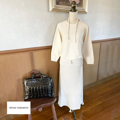 Drawer ウール シルク タック プリーツ フリンジ スカート サイズ40 シルクフリンジスカート Drawer ウール シルク タック プリーツ