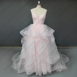 カラードレス 背中V型 ウェディングドレス ロングトレーンドレス 390 2枚目の画像