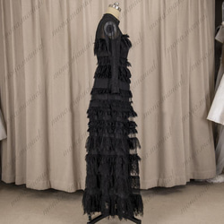カラードレス スレンダーライン イブニングドレス ウェディングドレス ティアードスカート 393 4枚目の画像