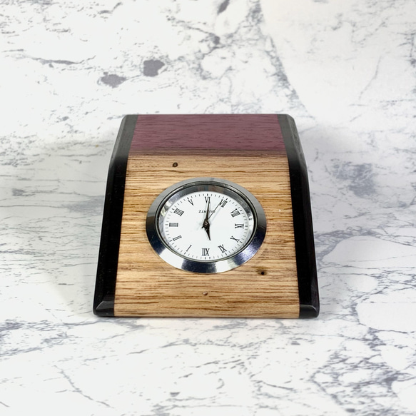 木の置き時計；銘木パープルハートとアフリカン・ブラックウッド（B)　 10枚目の画像