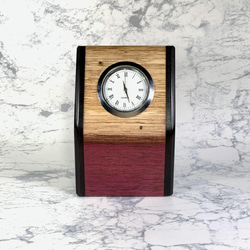 木の置き時計；銘木パープルハートとアフリカン・ブラックウッド（B)　 2枚目の画像
