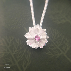 {ジルコニア｝ Lotus 蓮の花のネックレス silver 3枚目の画像