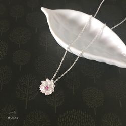 {ジルコニア｝ Lotus 蓮の花のネックレス silver 5枚目の画像