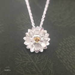 {シトリン} Lotus 蓮の花のネックレス silver 3枚目の画像