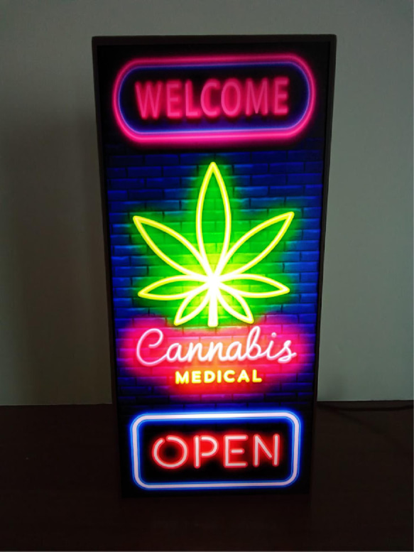 大麻 CANNABIS たばこ 煙草 タバコ ベイプ レゲエ サイン 看板 置物 雑貨 LED2wayライトBOX 1枚目の画像
