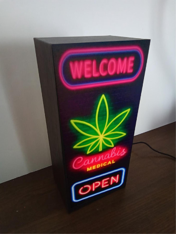 大麻 CANNABIS たばこ 煙草 タバコ ベイプ レゲエ サイン 看板 置物 雑貨 LED2wayライトBOX 4枚目の画像