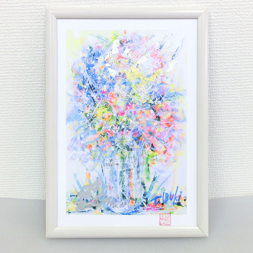 香水 / 抽象画 77×56㎝ B2 額縁セット 原画1点のみ モダンアート