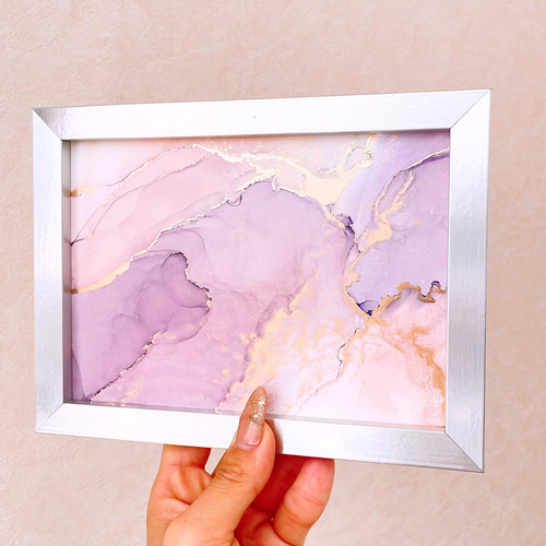 春のピンクアート、アルコールインクアートです♡ プレゼントにも