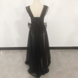 彩色連衣裙黑色蕾絲A字長款裸上衣古典連衣裙 第2張的照片