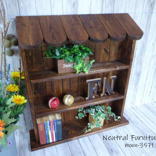 ハンドメイド　ルーフシェルフ （ダークチーク色×チーク色） ハンドメイド ルーフシェルフ （ダークチーク色×チーク色