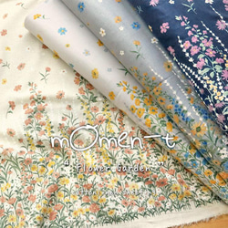 新入荷！『momen-t 綿麻ソフリー加工 　フラワーガーデン　ライトグレー』～50㎝単位でカット～ 2枚目の画像