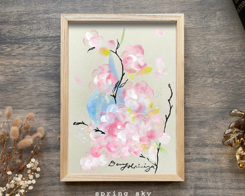 春の空 b 【原画/A5】 #桜 #絵画 #インテリアアート 絵画 DENNY
