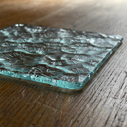 4mm  石目　ガラスコースター　昭和レトロガラス　アンティーク　型板ガラス　もったいないをカタチに　 3枚目の画像