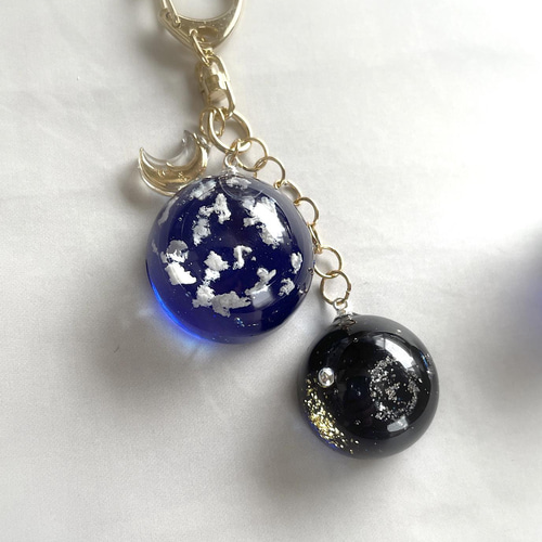 I様 オーダーメイド 空の宝石 キーホルダー《レジン》《青空