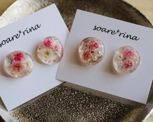 かすみ草のレジンピアス ピアス（その他） ひな 通販 13681460｜Creema