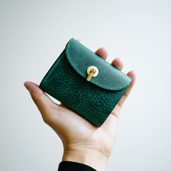 flap mini wallet [ green ] オコシ金具 ver. 3枚目の画像