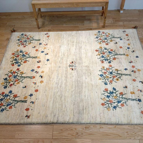 完売】ペルシャ ギャッベ リビング 198x150cm アイボリー 生命の木