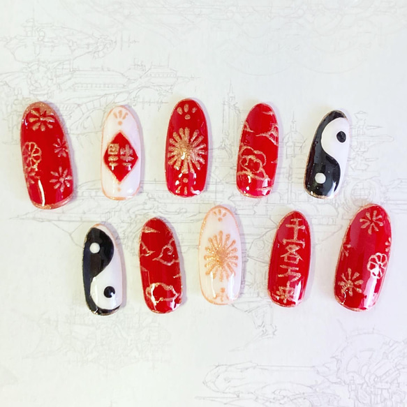 ネイルチップ 中華風 ネイルチップ（つけ爪） ねこめどーる 通販