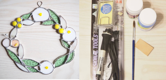 ＜galasha>ーステンドグラスのリース作りキット&お道具セット 1枚目の画像