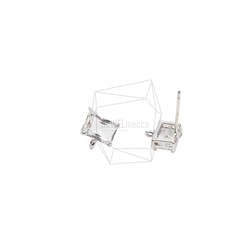 ERG-2019-R【2個入り】スクエアガラスピアス,Square Glass Post Earring 2枚目の画像