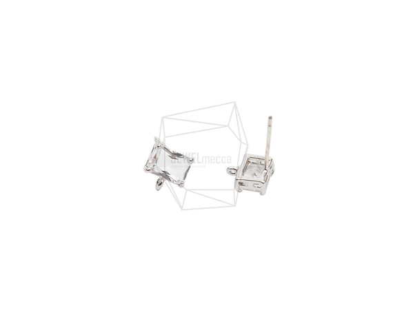 ERG-2019-R【2個入り】スクエアガラスピアス,Square Glass Post Earring 2枚目の画像