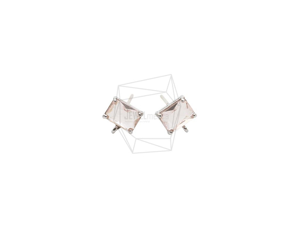ERG-2021-R [2 件] 方形玻璃耳環，方形玻璃耳釘 第1張的照片