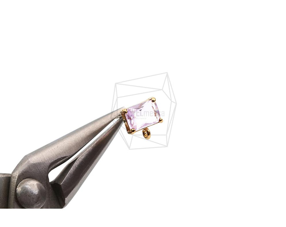 ERG-2023-G【2個入り】スクエアガラスピアス,Square Glass Post Earring 4枚目の画像