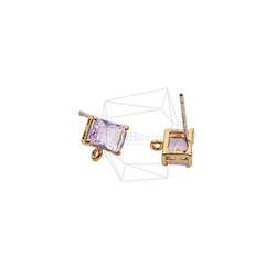 ERG-2023-G【2個入り】スクエアガラスピアス,Square Glass Post Earring 2枚目の画像