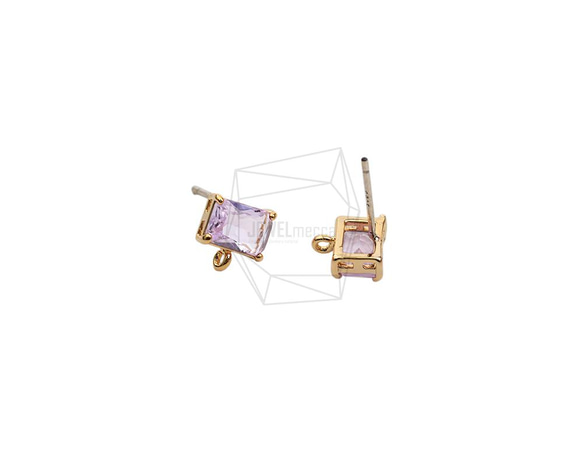 ERG-2023-G【2個入り】スクエアガラスピアス,Square Glass Post Earring 2枚目の画像