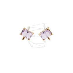 ERG-2023-G【2個入り】スクエアガラスピアス,Square Glass Post Earring 1枚目の画像