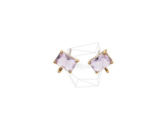 ERG-2023-G【2個入り】スクエアガラスピアス,Square Glass Post Earring 1枚目の画像