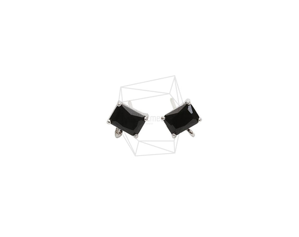 ERG-2024-R【2個入り】スクエアガラスピアス,Square Glass Post Earring 1枚目の画像