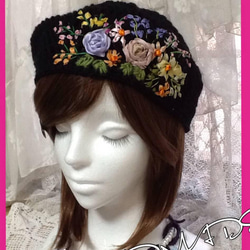 お花の刺繍の白のベレー帽 ベレー帽・ハンチング Marriagebebe 通販