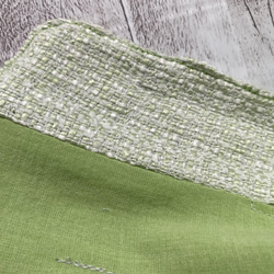 お団子リボンメーカー　リボン　ヘアアクセサリー　イエローグリーン×ペールグリーンツイード　異素材　デフトバン 3枚目の画像
