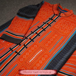 ミァオ族手作りのアンティーク刺繍付きスプリングコート 上品でユニーク 一点物 スタイリッシュな オリエンタル#105 6枚目の画像