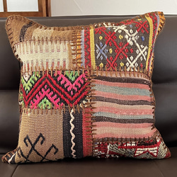 ビンテージラグ　トルコラグ　オールドキリム　クッションカバー　パッチワーク⑤ ビンテージラグトルコラグオールドキリムクッションカバーパッチワーク⑦