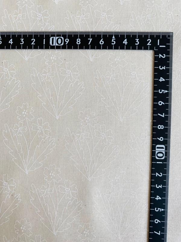 コットン100% 生成り✖️白線花柄 4枚目の画像