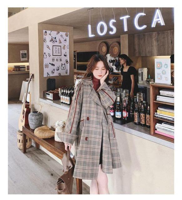 コーヒー色コーデ トレンチコート レディース チェック柄 ジャケット