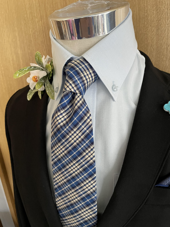 カジュアル播州織ネクタイ　清潔感のあるイメージです。 3枚目の画像