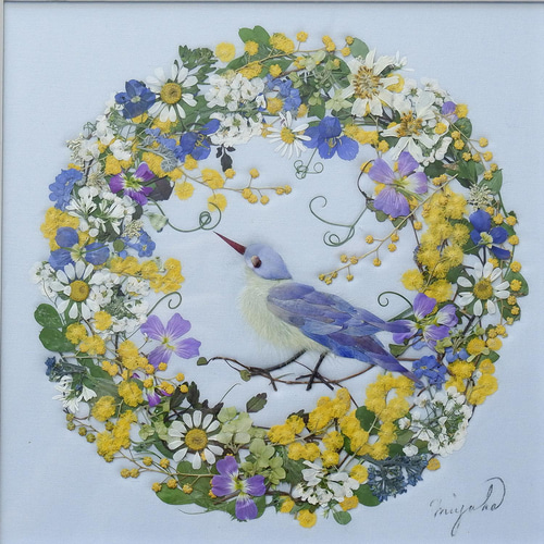 押し花額 『リース風』（ハンドメイド） 押し花額 『リース風』（ハンドメイド）