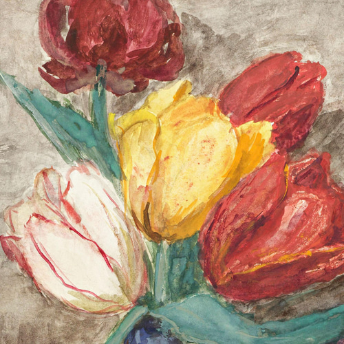 NO.373】カラフルなチューリップの花瓶の絵画フラワーアート