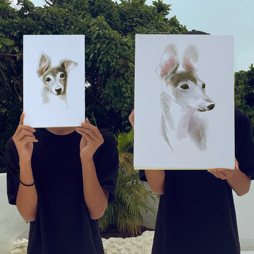ペットイラスト似顔絵 サンプル作品 犬 肖像画 オーダーメイド