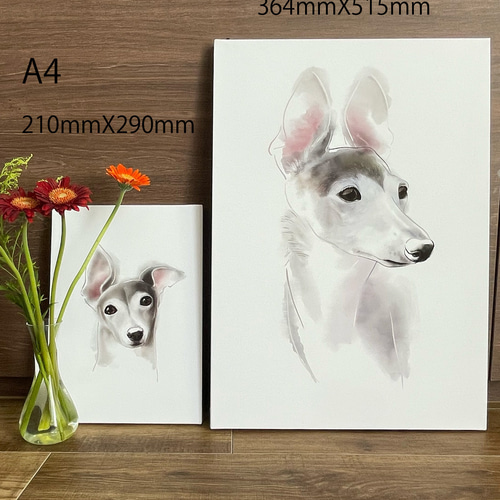 ペットイラスト似顔絵 サンプル作品 犬 肖像画 オーダーメイド