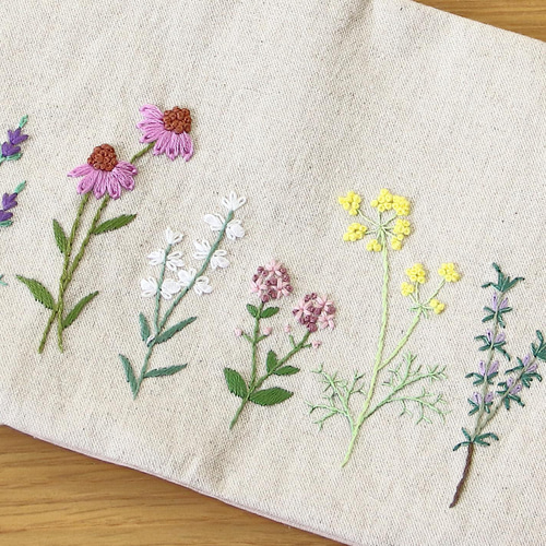 ブックカバー 手刺繍 ハーブ 文庫本/新書判 ブックカバー Himirolis