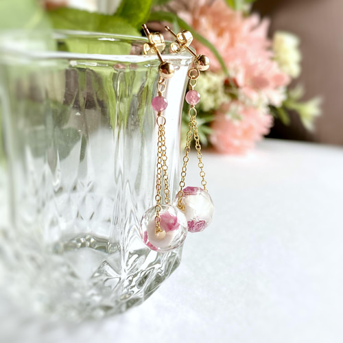 14kgf とんぼ玉の揺れる耳飾り イヤリング変更可能 ピアス