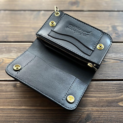Middle Trucker Wallet 02 丸染めBLACK】 二つ折り財布 yc_ leather
