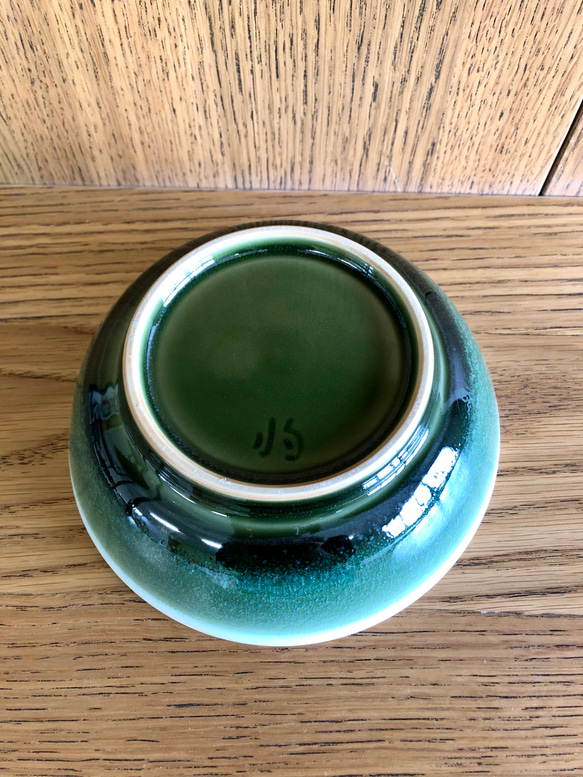緑釉白掛分鉢＊透き通る爽やかな緑色＊ 6枚目の画像