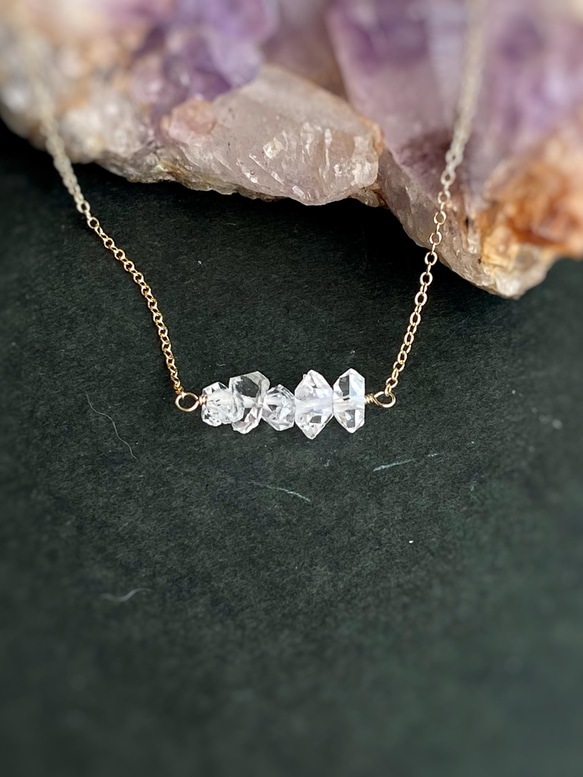 14kgf  NYハーキマーダイヤモンドのネックレス Dream Crystal 13枚目の画像